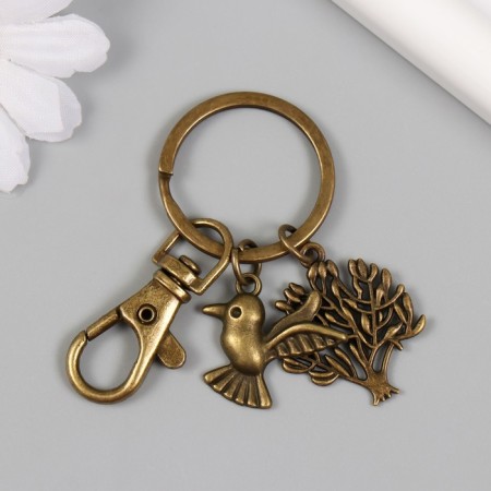 Browler Metal with carbine "Bird and tree" bronze 6.2 cm-1