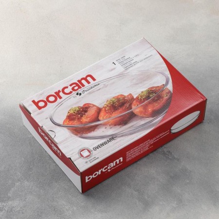Oval shape for baking and baking of heat -resistant glass Borcam, 1.5 l, 18 × 26 cm, without a lid-4