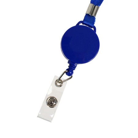 Baiga tape, 10 mm x 85 cm, with a holder - a roulette 40 cm, and a loop, on a button, blue-2