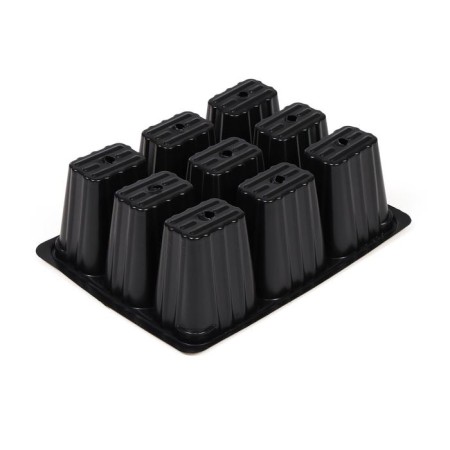 Cassette for seedlings, 9 cells, 80 ml, plastic, black, 18 × 13 × 6 cm, Greengo-1