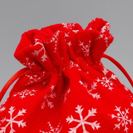 Bag gift canvas “Happy holiday”, snowflakes, 20 x 30 cm +/- 1.5 cm, New Year-3