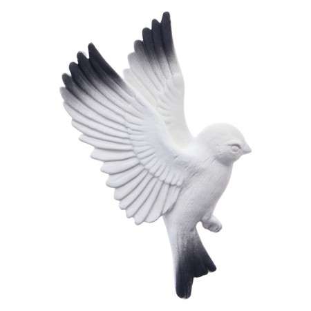 Decoration wall -mounted, gypsum panel "birds" 5 pcs, white with black wings-7