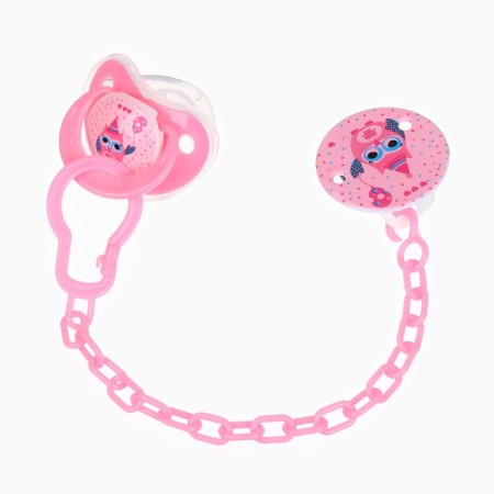 Dummy orthodontist., With a cap and a holder, from 0 months, the color of a violet / roses-1