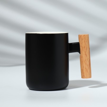 Ceramic mug “There is always time”, 400 ml, black color-2