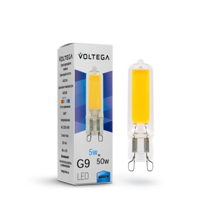 VOLTEGA 7182, 5W lamp, 1.4x1.4x6 cm, G9, 400LM, 4000K, transparent color