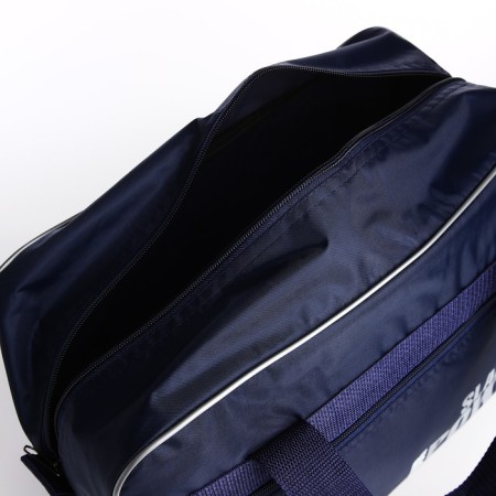 Road bag with lightning, with an increase, external pocket, long belt, blue color-3