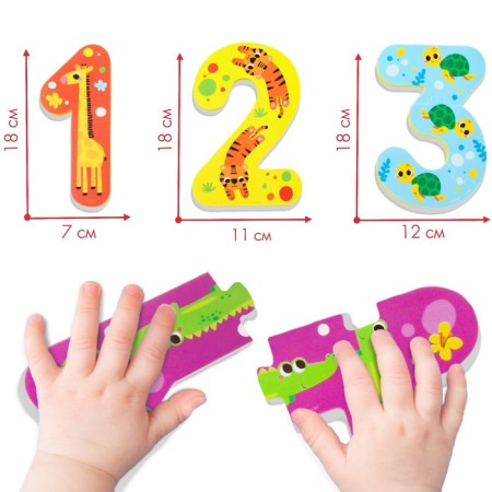 Soft puzzle for kids “Learning numbers: animals”, 5 puzzles, crumb me-2