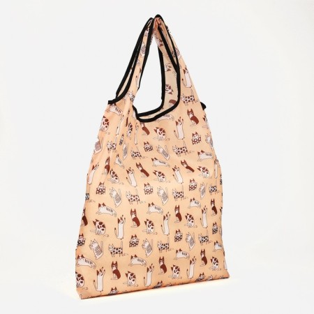 Household bag without fastening, folding, beige color-1