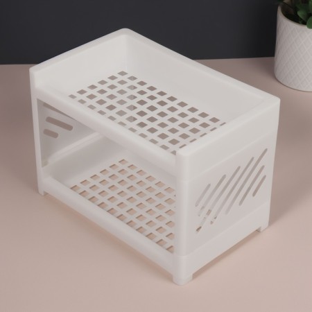 Organizer for storage, 2 sections, 24.2 × 15 × 16.7 cm, white color-3