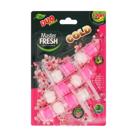 Master Fresh toilet Block, Duo Effect 5V1 Formula Gold, Sakura, 3 pcs