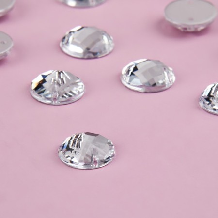 Rhinestones are sewing “circle”, from organic glass, d = 10 mm, 50 pcs, white color-2