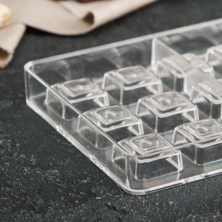 Konfinetta chocolate form “Toffi. Square ”, 27.5 × 13.5 × 2.5 cm, 21 cells (2.5 × 1.5 cm)-2
