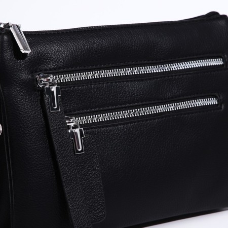 Bag Cross-Bodi with a zipper, 3 outer pockets, black color-3