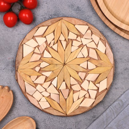 Hot "mosaic" stand, 20 cm, mix of wood, juniper-3
