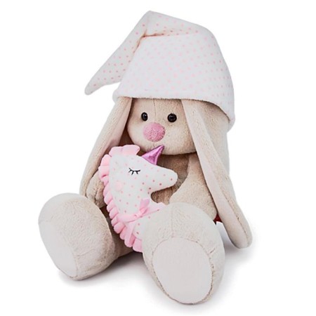 Soft toy "Bunny mi with a pink pillow - unicorn", 23 cm-1