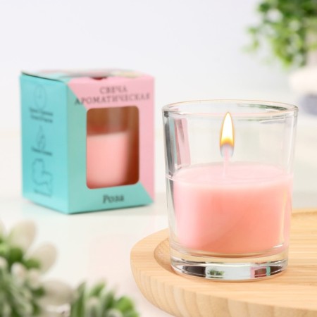 Aromatic candle in glass 5x6cm, rose