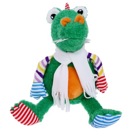 Soft toy "Crocodile Rob in a white fleece scarf", 20 cm