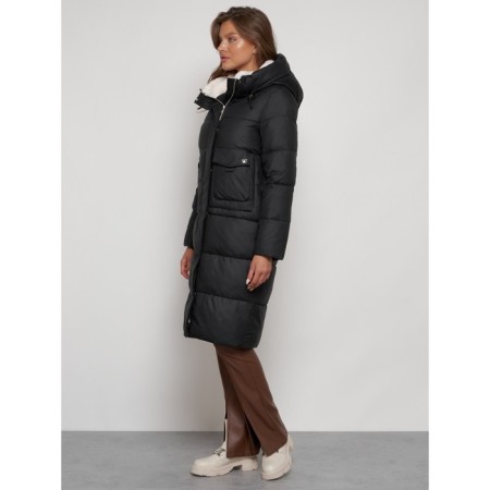 Coat insulated winter female, size 40, black color-1