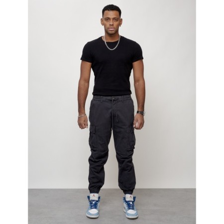 Cargo jeans men, size 46-48, dark gray color-6