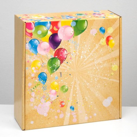Gift box "with balls", craft, 28.5 x 9.5 x 29.5 cm