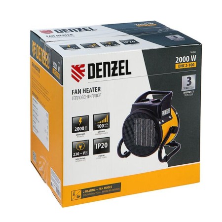 Thermal gun Denzel DHC 2-100, ceramic heater, 0.025/1/2 kW, 220 V-5