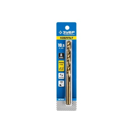 Bison drill, steel P6M5K5, cylindrical shank, 10.5 x 133 mm, class A-1