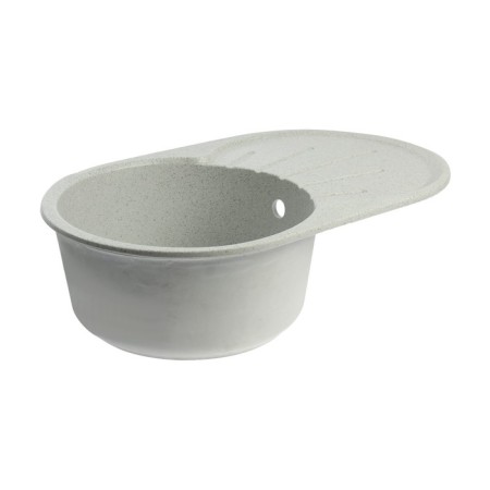Sin for a kitchen made of Zein 110/Q10, 730 x 450 mm, oval, overflow, light gray color-4