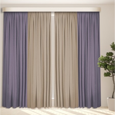 Set of curtains "Canvas", size 200x260 cm, 2 pcs, color purple beige-1