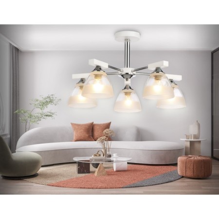 Suspended chandelier Ambrella Light, Traditional, TR9093, 5HE27, white color, chrome-2