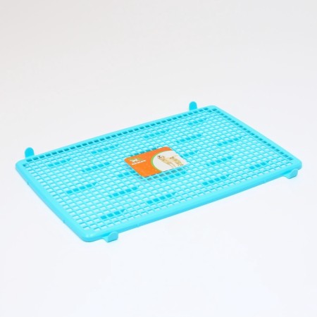 Dog toilet 46.5 x 35.5 x 5.5 cm, with a wall, a removable grate and a column, blue-2
