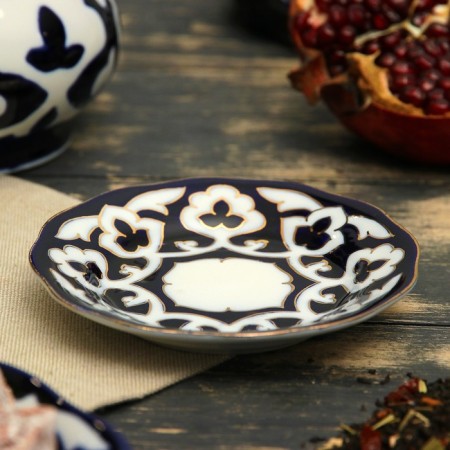 The plate round "Pachta in gold", 12.5 cm, white