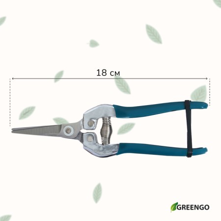 Garden scissors, 7 "(18 cm), with metal pens, rubberized handle, Greengo-9