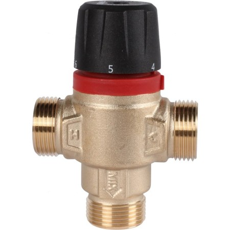 Thermostatic valve Rommer RVM-1121-186520, mixing, 3/4 ", HP, 30-65 ° C, KV 1.8-1