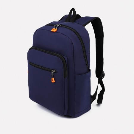 Youth backpack from textiles, 5 pockets, blue color