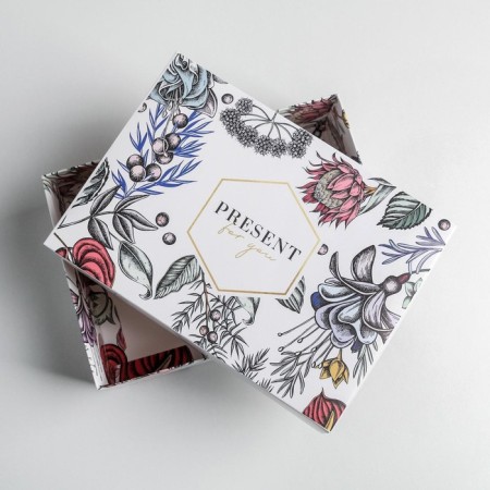 Gift folding box, packaging, "flowers", 21 x 15 x 7 cm-5