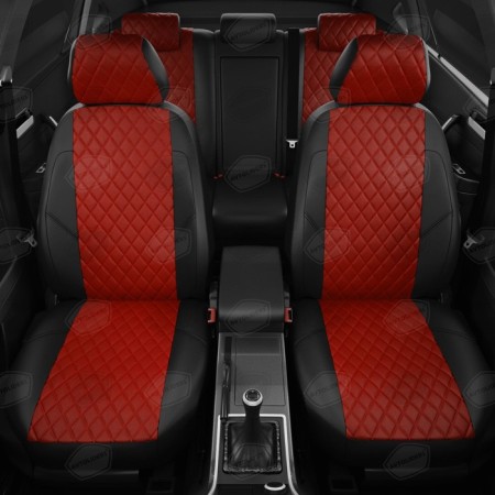 Autorekhls for Ford Kuga 2 since 2012-2016, jeep, perforation, eco-leather, red color, black-2