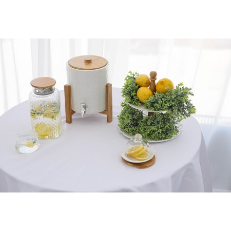 Porcelain barrel with a leaf on a wooden stand Bellatenero, 3.3 l, white color-10
