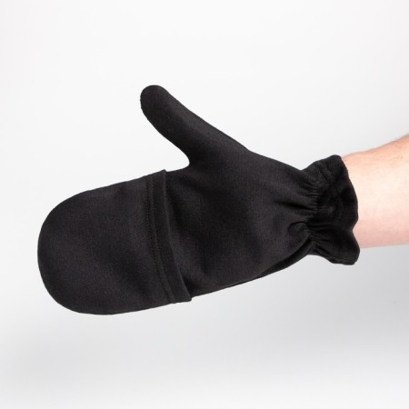 Male mittens with a hinged top is laid down, the color is black-6