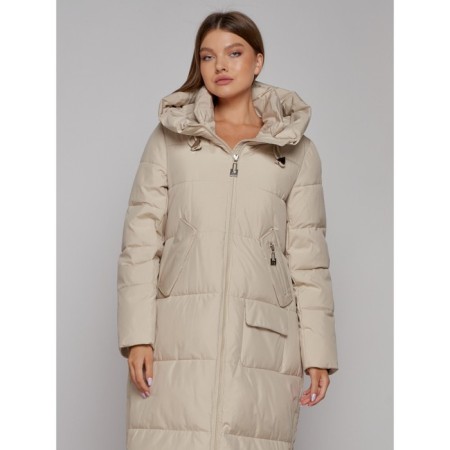 Coat insulated winter female, size 42, beige color-5
