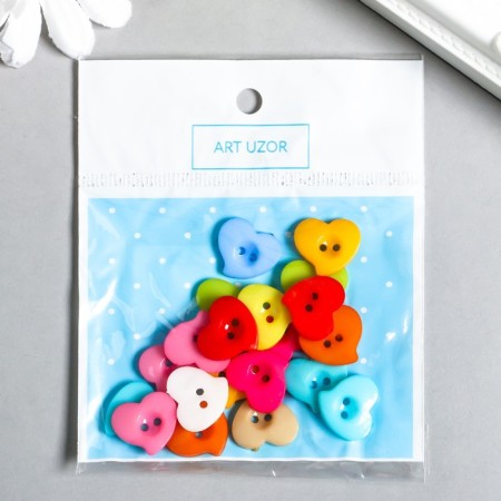 Buttons plastic for creativity "curved heart" set of 20 pcs mix 1.5x1.5 cm-5