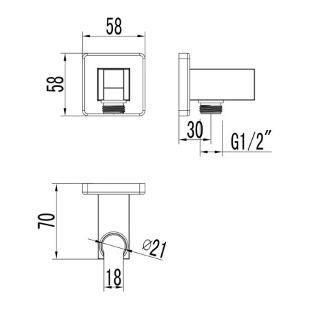 Shower hose connection Lemark LM4585C, 58 x 58 mm, chrome-1