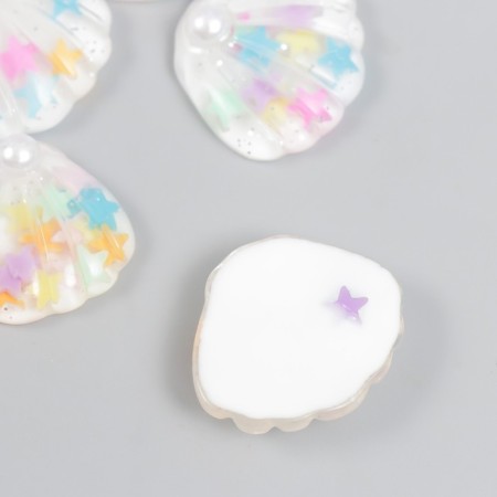 Decor for creativity plastic "Shell with stars" white 2.9x2.5 cm-1