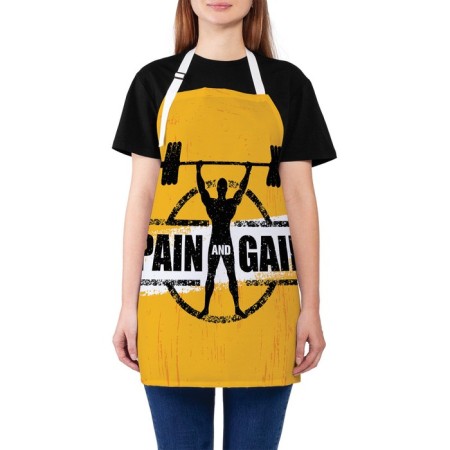 Apron of a kitchen with a photo print "Man with a bar", adjustable, size OS