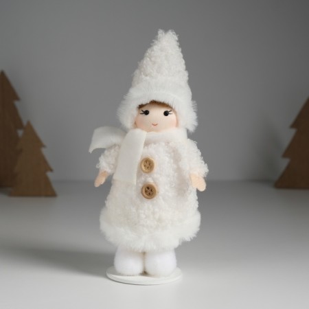 Interior doll "Baby in the lamb fur coat" 5.6x9x16 cm