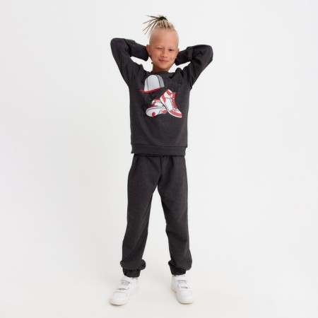 Kit for children (sweatshirt, trousers) minku: casual collection color Anthracite, height 128-3