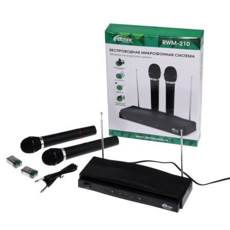 Wireless microphone system Ritmix RWM-210, 105 dB, 100-10000 Hz, radius up to 10 m, black-3