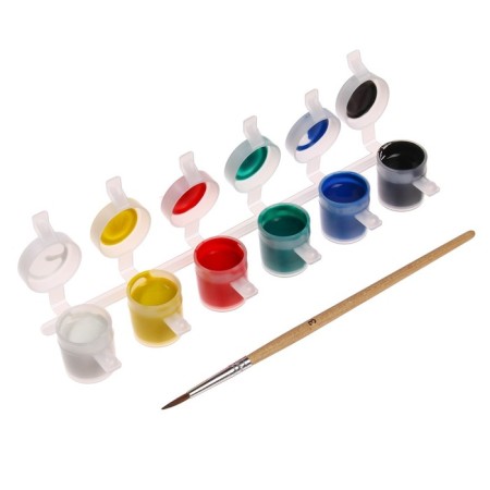 Fabric paint, set of 6 colors x 5 ml, ray, water -based acrylic, with a brush-2