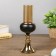 Climber Metal, glass for 1 candle "Dark Knight" black matte with gold 21x7.5x7.5 cm