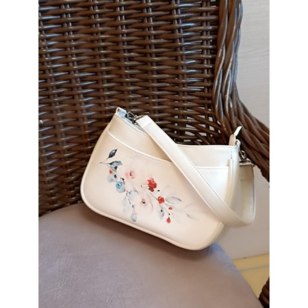 Women's bag ADEL beige with flowers-1