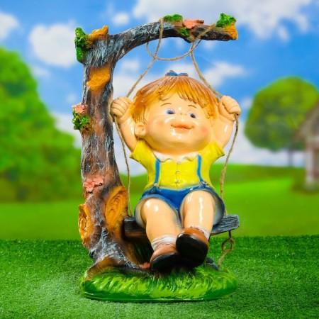 Garden figure "Boy on a swing" 44cm-3